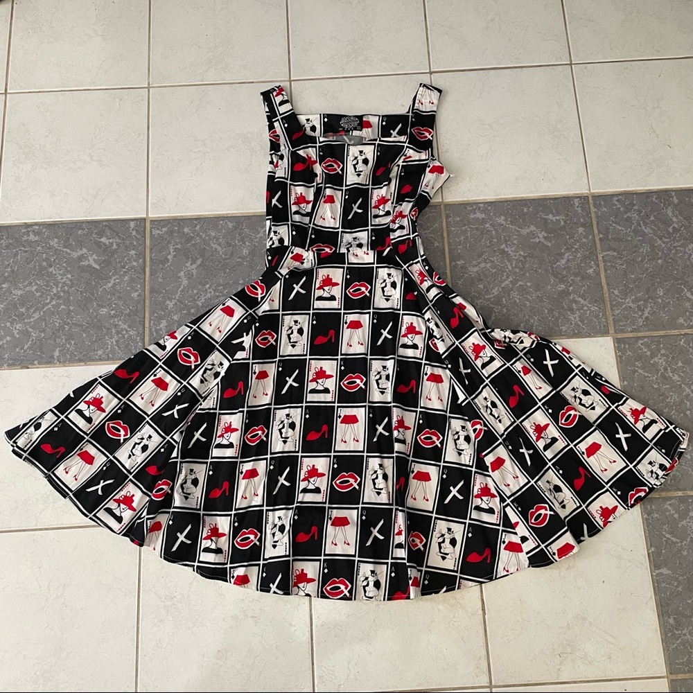 Hearts and Roses playing cards black and red Dress - Picture 2 of 5